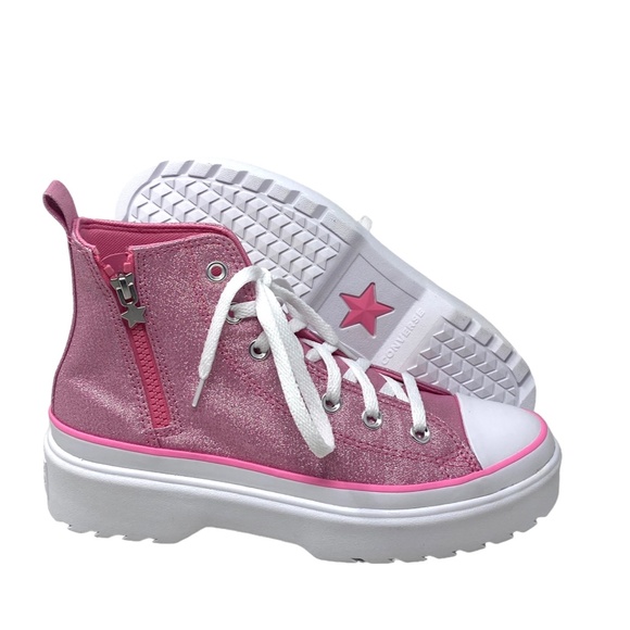 Converse Chuck Taylor Lugged Lift Pink Canvas Kids Women's High Sneaker A05230C - Picture 8 of 10